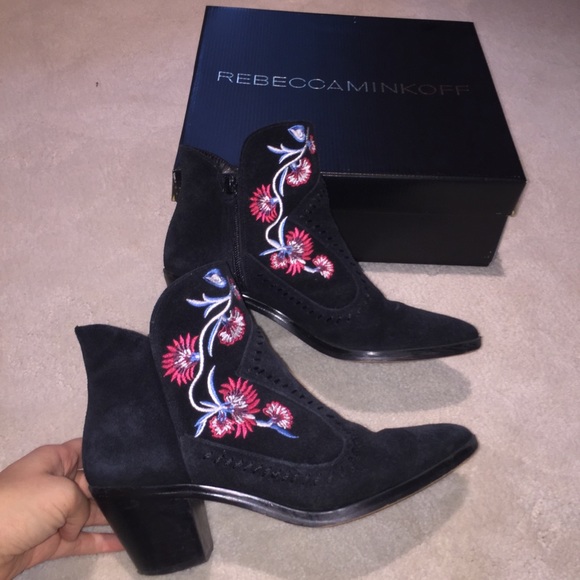 Rebecca Minkoff LuLu Suede Western Ankle Booties - Picture 4 of 8
